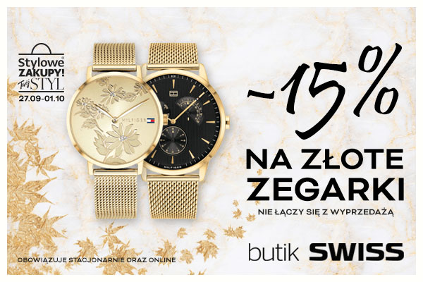 SWISS -15% na złote zegarki