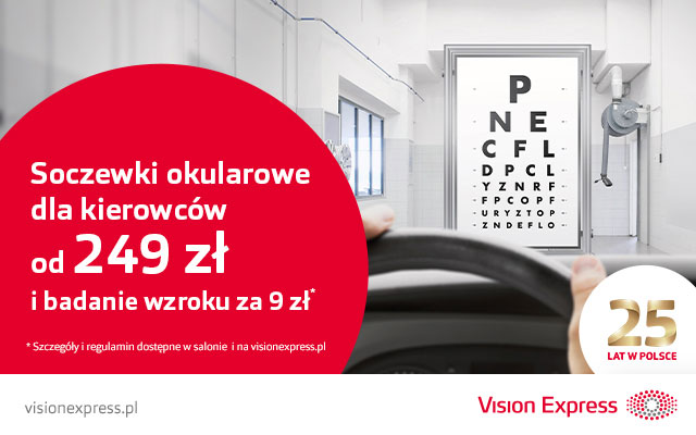Vision Express - Soczewki okularowe dla kierowców od 249 zł i badanie wzroku 9 zł
