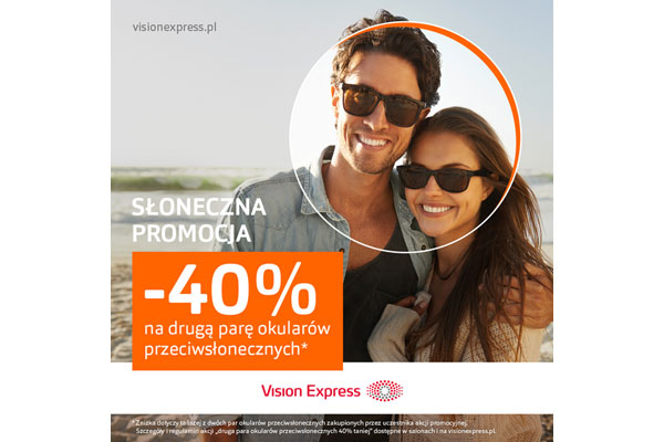 Vision Express 40% na drugą parę okularów przeciwsłonecznych