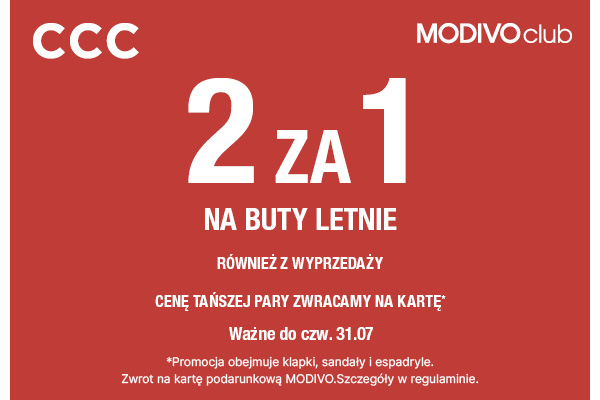               CCC - Skorzystaj z letniej wyprzedaży 2 za 1 w CCC!                