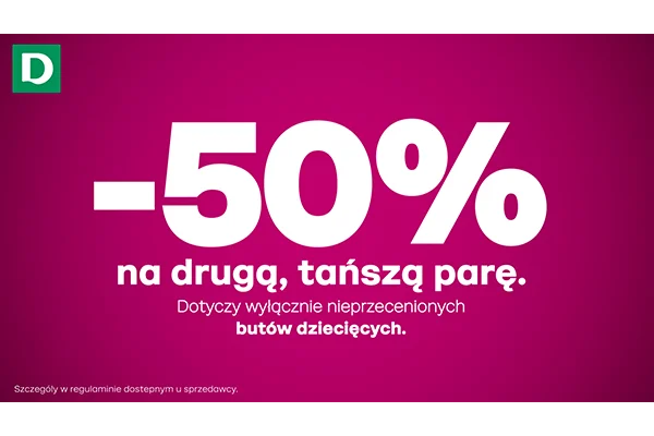              Deichmann - -50% na drugą, tańszą parę butów dziecięcych                  