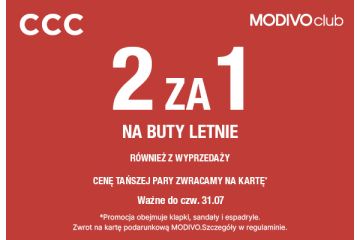 CCC - Skorzystaj z letniej wyprzedaży 2 za 1 w CCC!